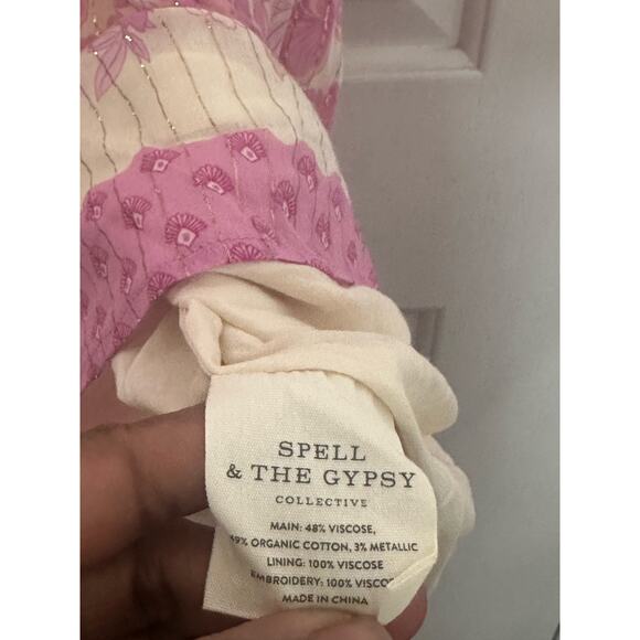 Spell & The Gypsy Dress Size XS Coco Lei Flutter Sleeve Tunic Mini Lilac Boho - Picture 10 of 10